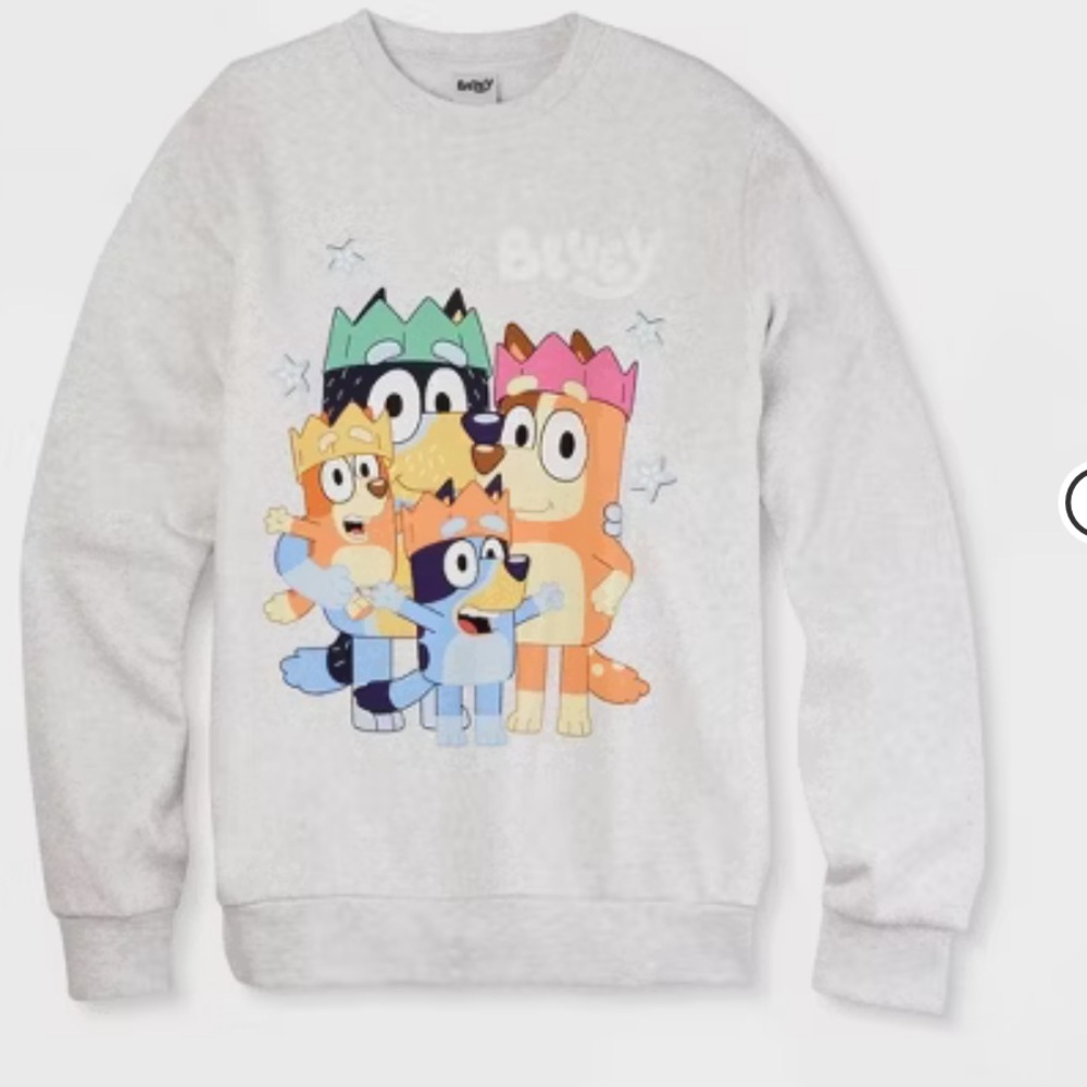 Adult Bluey Family Graphic Sweatshirt - Heather Gray Unisex